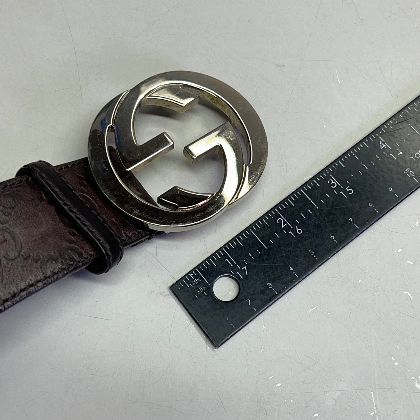 GUCCI Authentic Interlocking G Buckle Belt 43" L Brown (Pre-Owned)