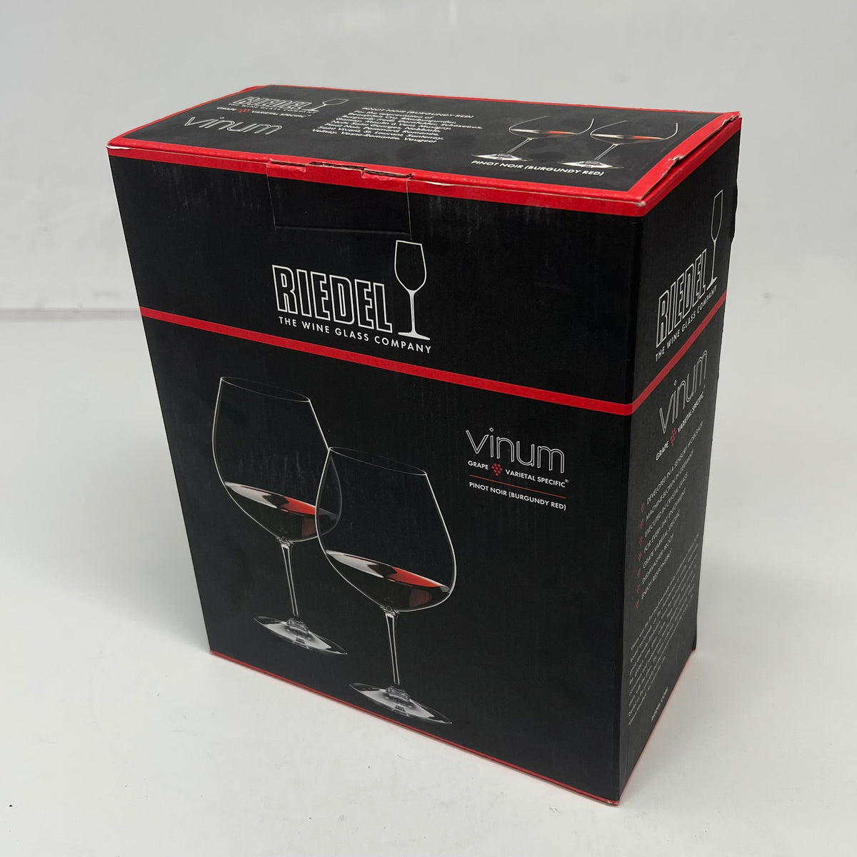 RIEDEL (SET OF 2) Vinum Pinot Noir Crystal Glass Stemmed Wine Glasses 8.2" H