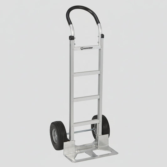 STRONGWAY Aluminum Hand Truck 600 Cap 10" Wheel 7" Toe Plate Silver/Black 67833