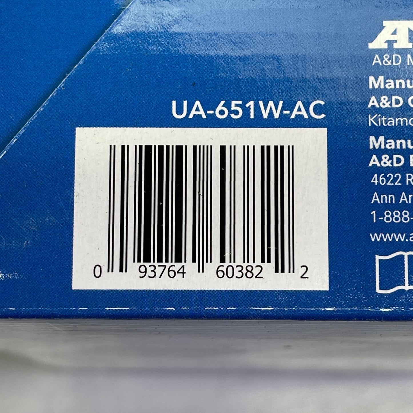 A&D MEDICAL Wide Range Cuff Blood Pressure Monitor White w/ Black UA-651-AC