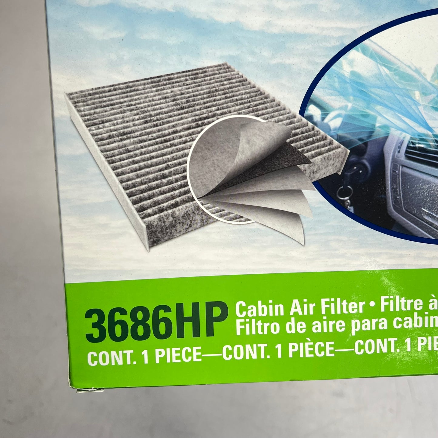 MICROGARD HEPA Premium Cabin Air Filter  8-7/16"x7-5/8"x1-1/8" 3686HP C