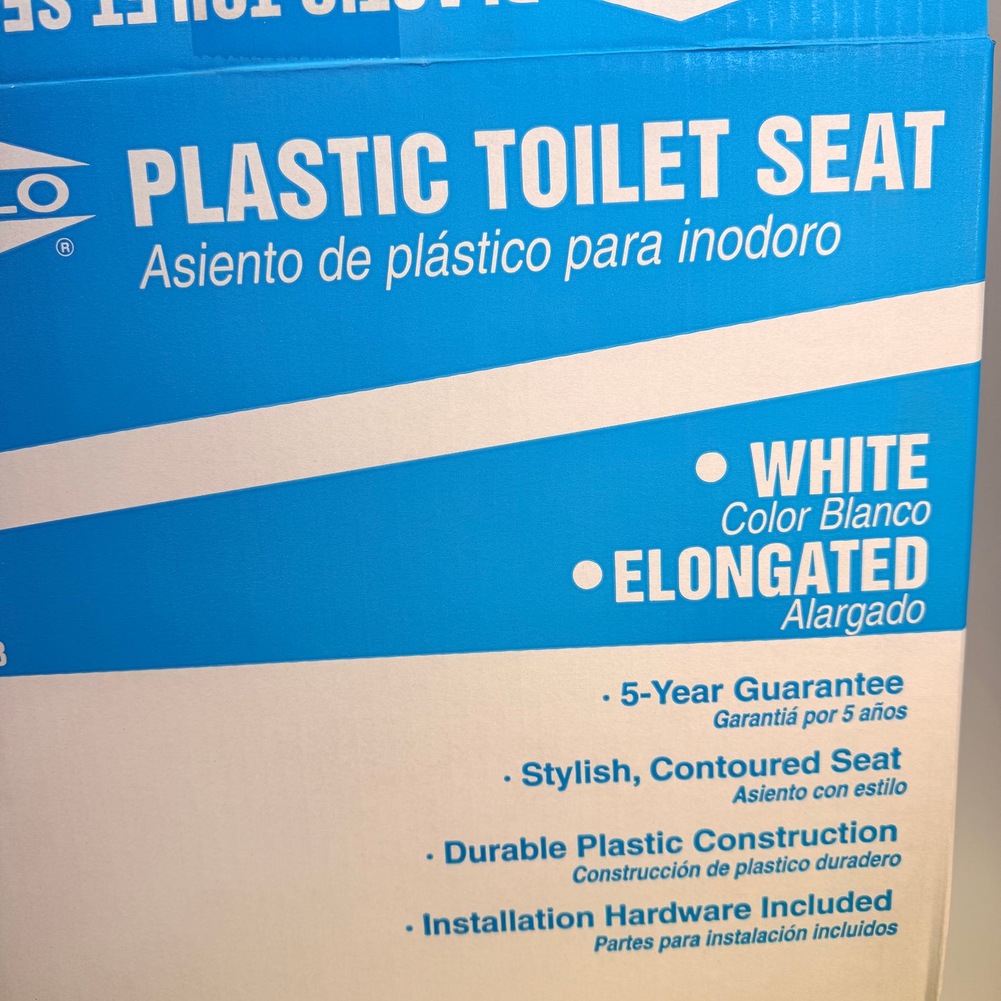 EZ-FLO Plastic Toilet Seat Elongated 14.25” x 18.5” White 65903