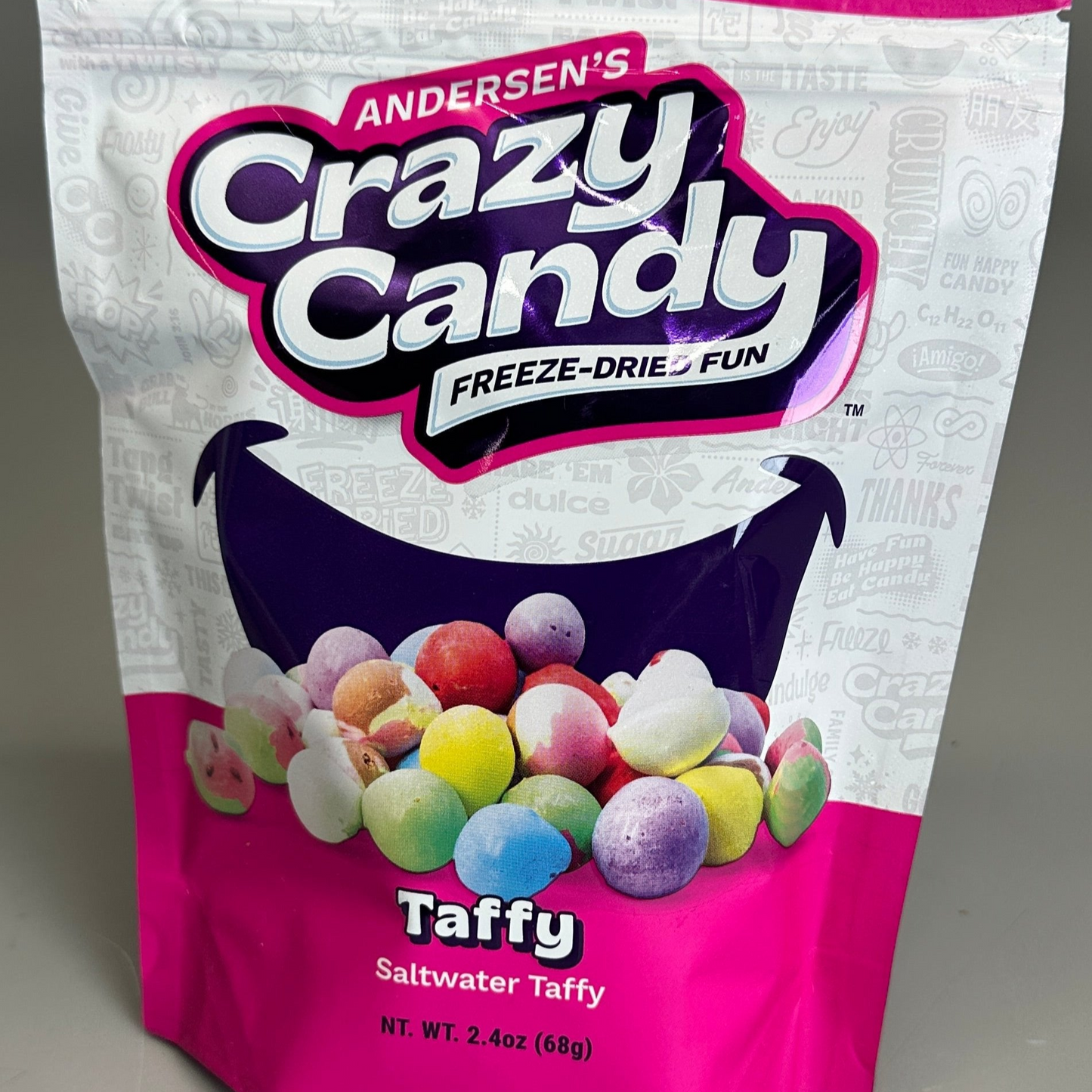 ANDERSEN'S Crazy Candy Freeze-Dried Saltwater Taffy 2.4 oz Exp 06/26