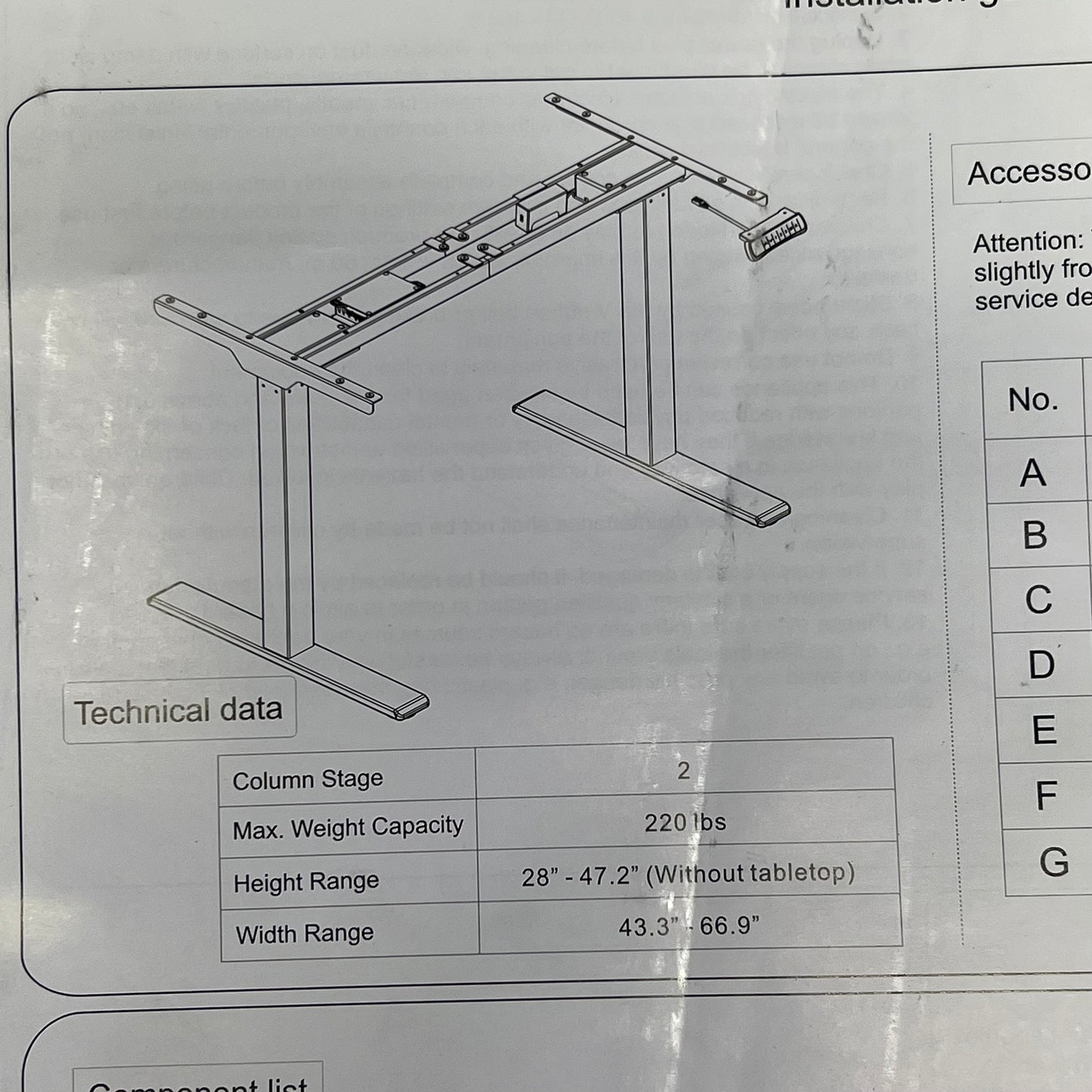 Dual Motor 2 Stage Height Adjustable Base Desk 2 Leg 220lbs Cap Black LOHI-S-BLK