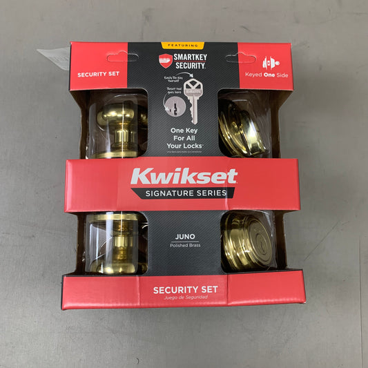 KWIKSET Entry Door Knob & Single Cylinder Deadbolt Combo 1-3/8" to 1-3/4 Door Thickness Juno Polished 99910-032
