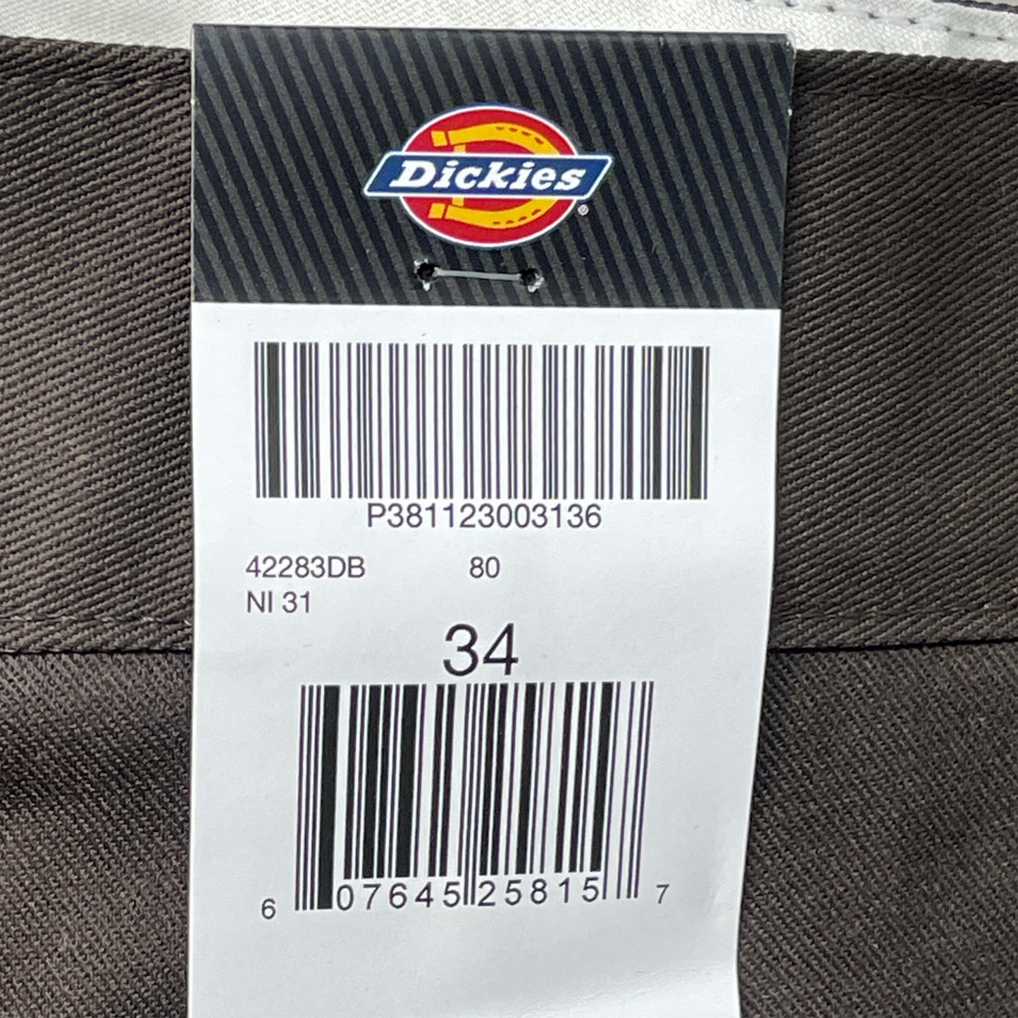 DICKIES Loose Fit Twill Work Shorts 13" Inseam Men's Sz 34 Dark Brown 42283DB