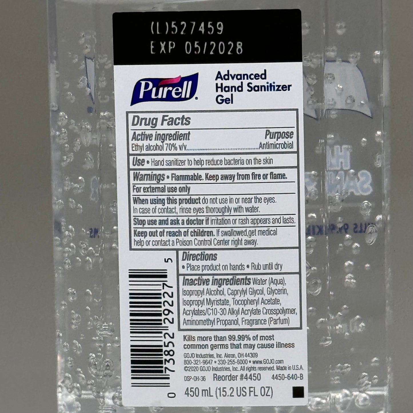 PURELL (6 PACK) Push Style Hand Sanitizer Refills 15.2 fl oz BB 05/28 4450-06