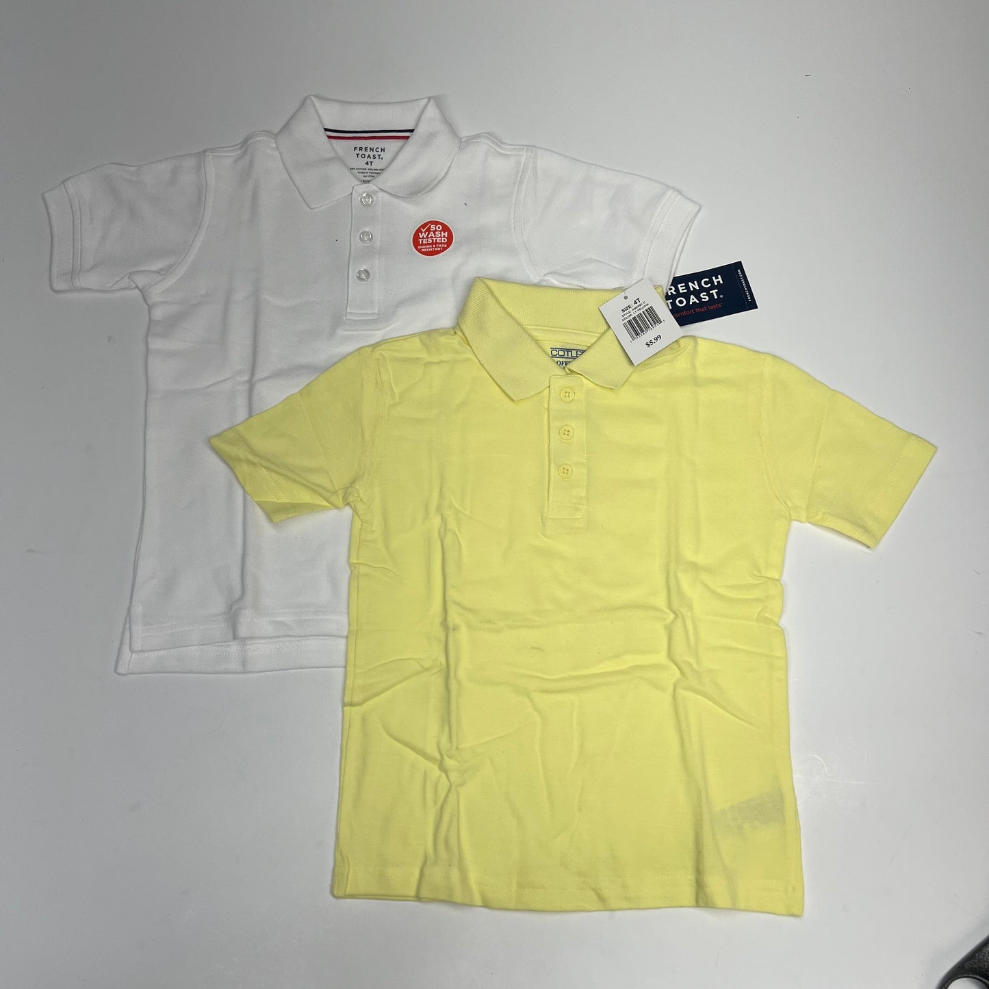 ZA@ (LOT OF 5) 3 Button Short Sleeve Polo Shirts  Boy's Sz 4T Yellow, Navy, Light Blue & White