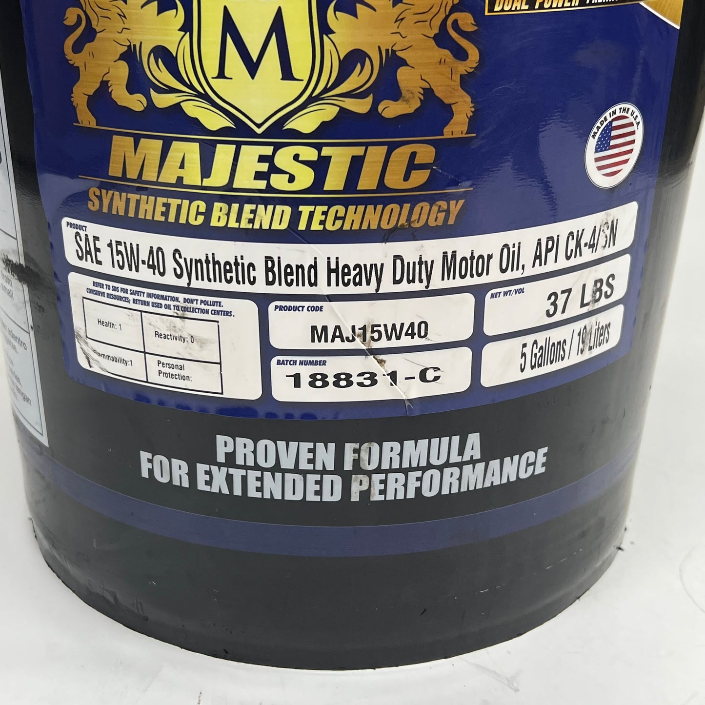 MAJESTIC Sae 15w-40 Synthetic Blend Super Duty Diesel Engine Oil 5 Gal HD88