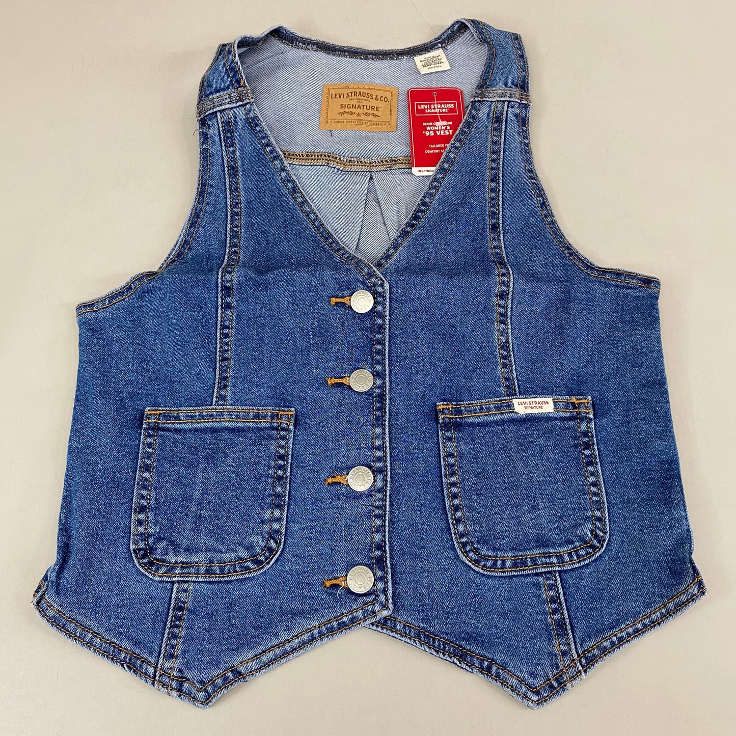 LEVI'S 95' Jean/Denim Cropped Vest Women's Sz XS Blue A91780000