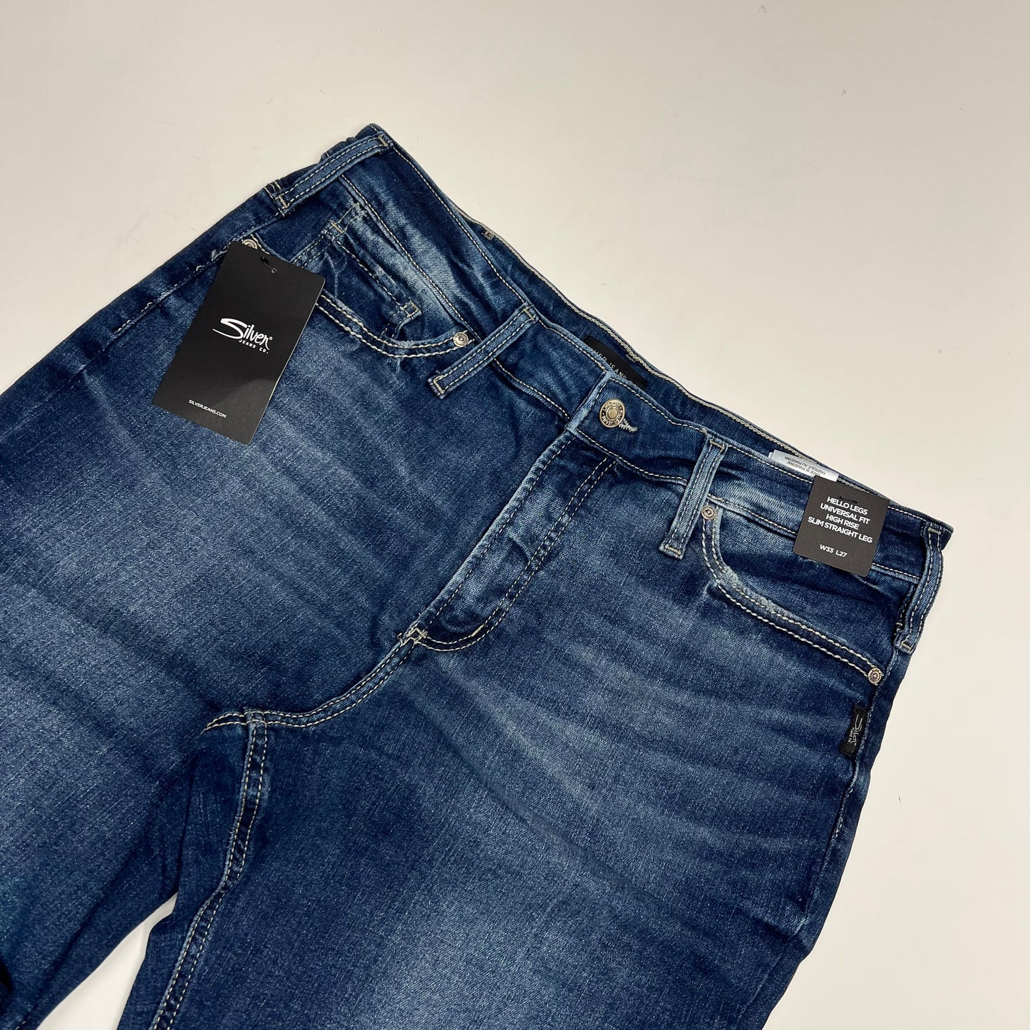 SILVER JEANS CO Hello Legs High Rise Straight Leg Jeans Women's Sz 33/27 Indigo