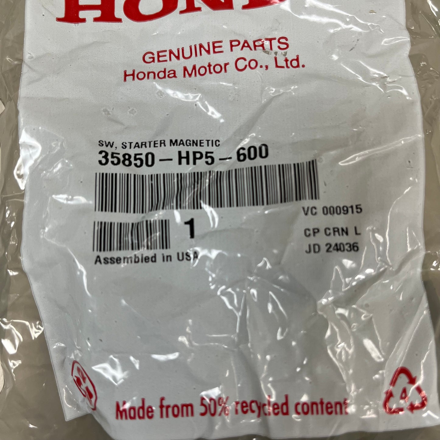 HONDA Starter Magnetic Switch Assy TRX500FM2 TRX500FPM Genuine OEM 35850-HP5-600