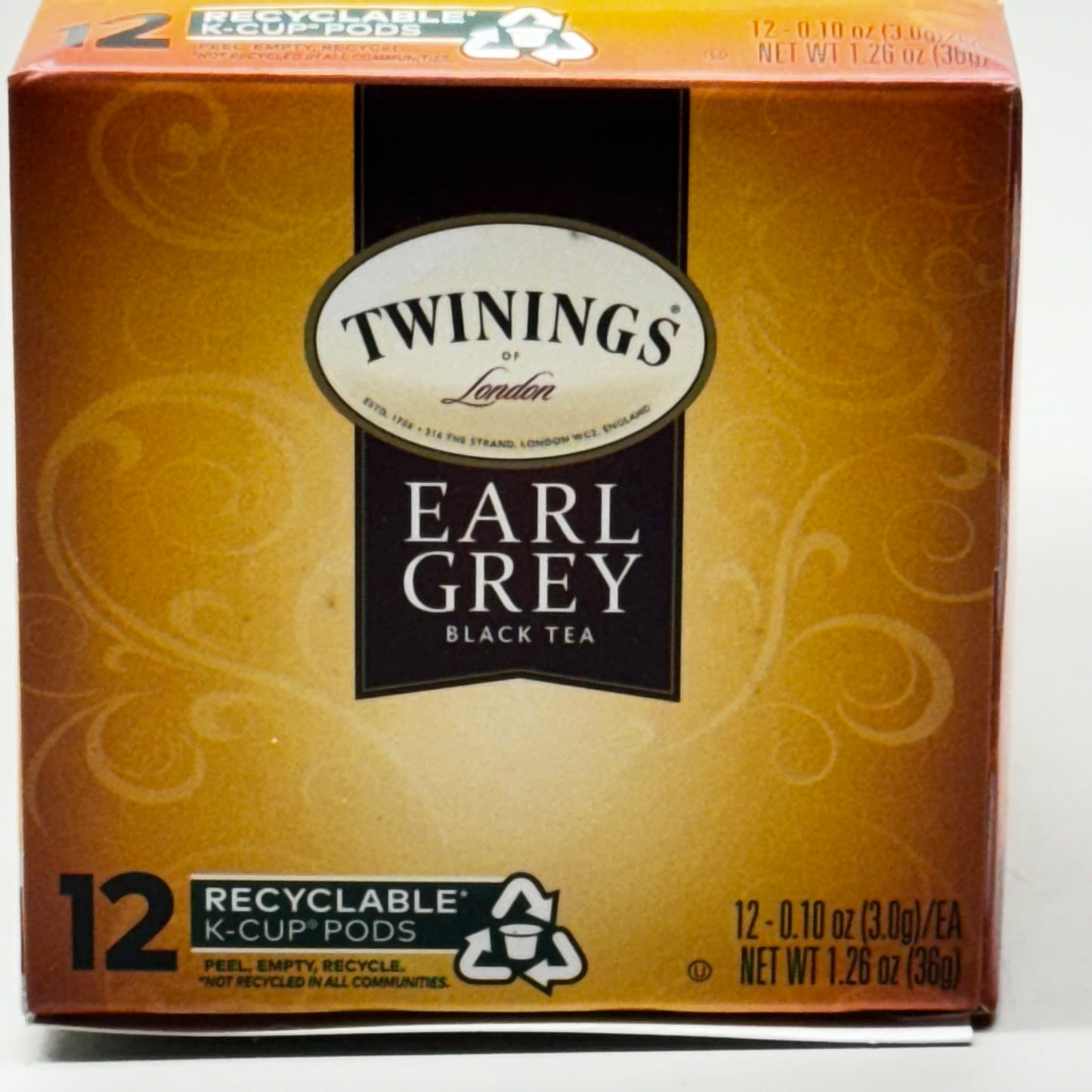 TWININGS of London (2 PACK, 12 Bags Each) EARL GREY Black Tea K-Cup Pods 1.26 oz Each