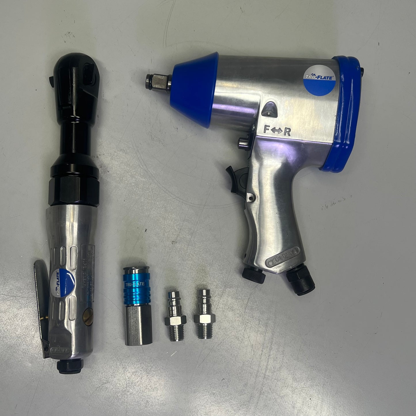 TRU-FLATE Air Ratchet & 1/2" Impact Wrench Kit 1/4" Air Inlet 6,500 RPM 25-590TF