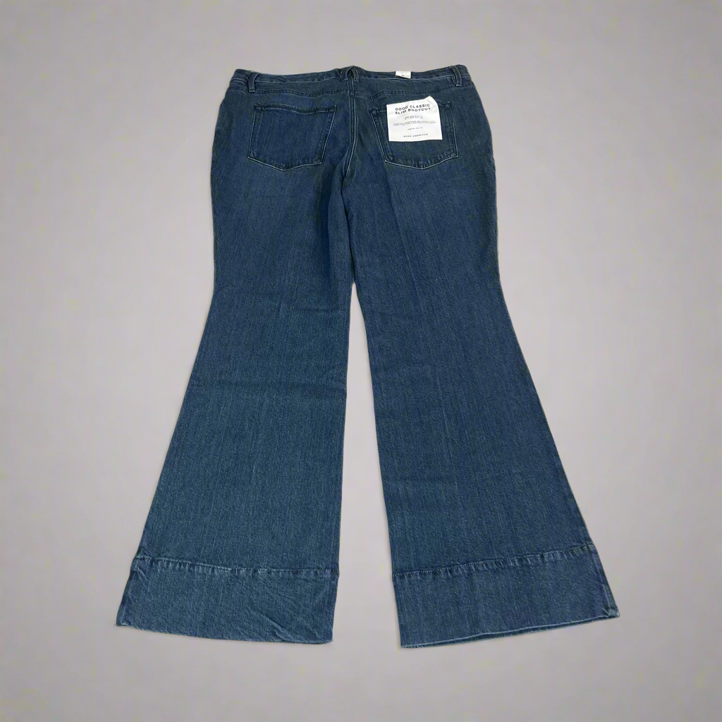 GOOD AMERICAN Good Classic Slim Bootcut High-Rise Jeans Women's Sz 18 Plus Indigo700 GCLBT220T