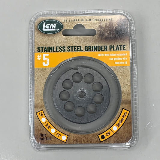 LEM Grinder Plate 10mm #5 (3/8") 2-1/8" Diameter Stainless Steel