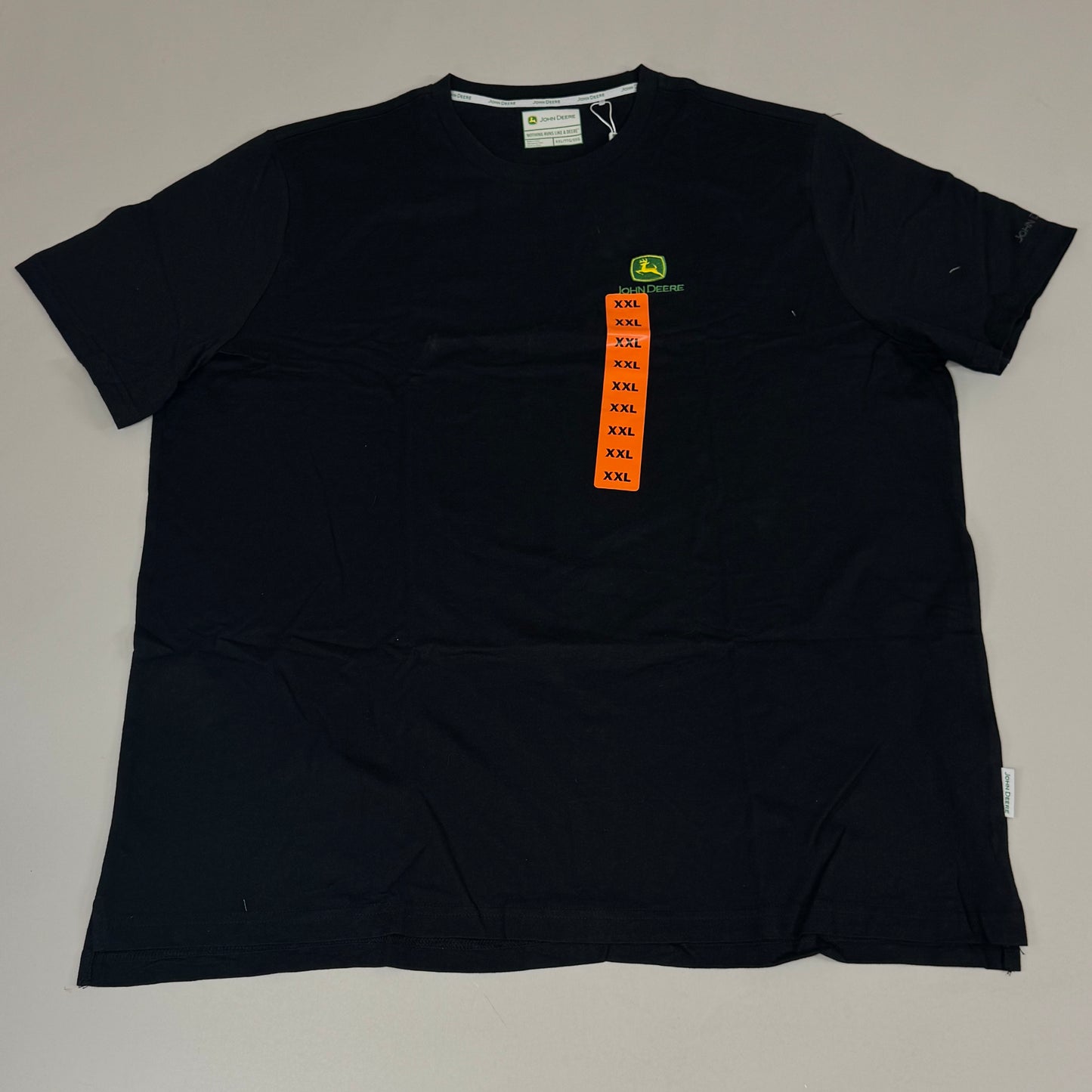 JOHN DEERE Embroidered Logo Short Sleeve Tee Shirt Men's Sz XXL Black 1896842
