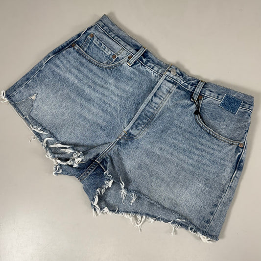 LEVIS 501 Original Fit High Rise Shorts Medium Wash Women's Sz 34 Mega Vibe Blue
