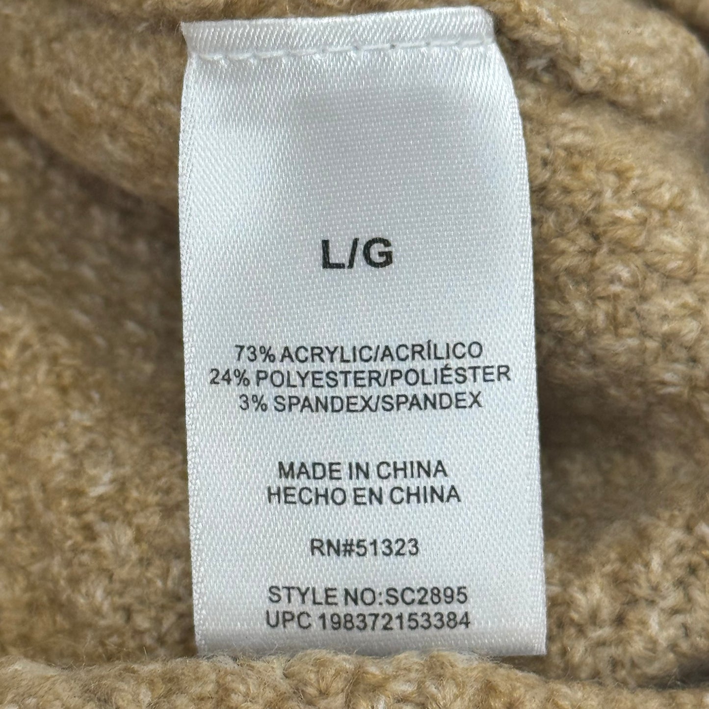 VINCE CAMUTO Cable Knit Sweater Women's Sz-L Latte Heather SC2895