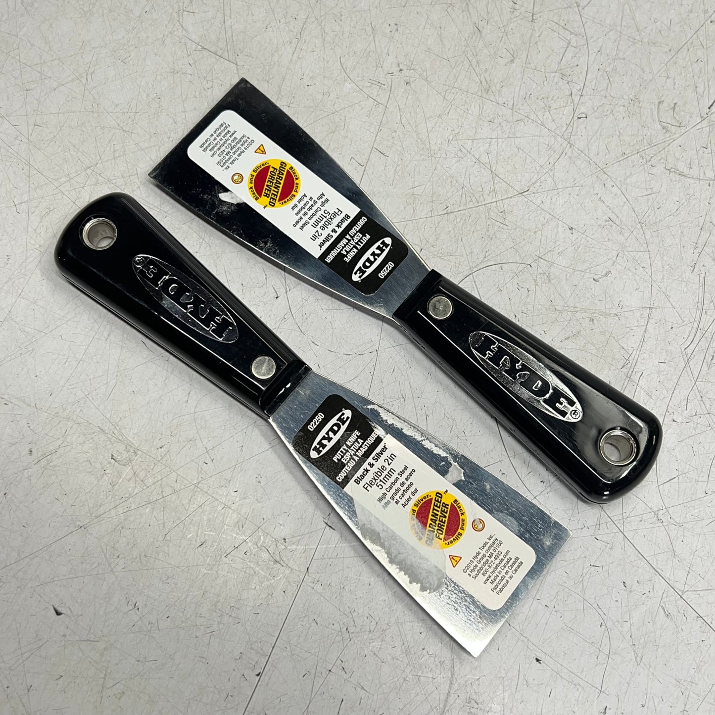 HYDE (2 PACK) Flexible Putty Knife High Carbon Steel Blade 2" Black/Silver 02250