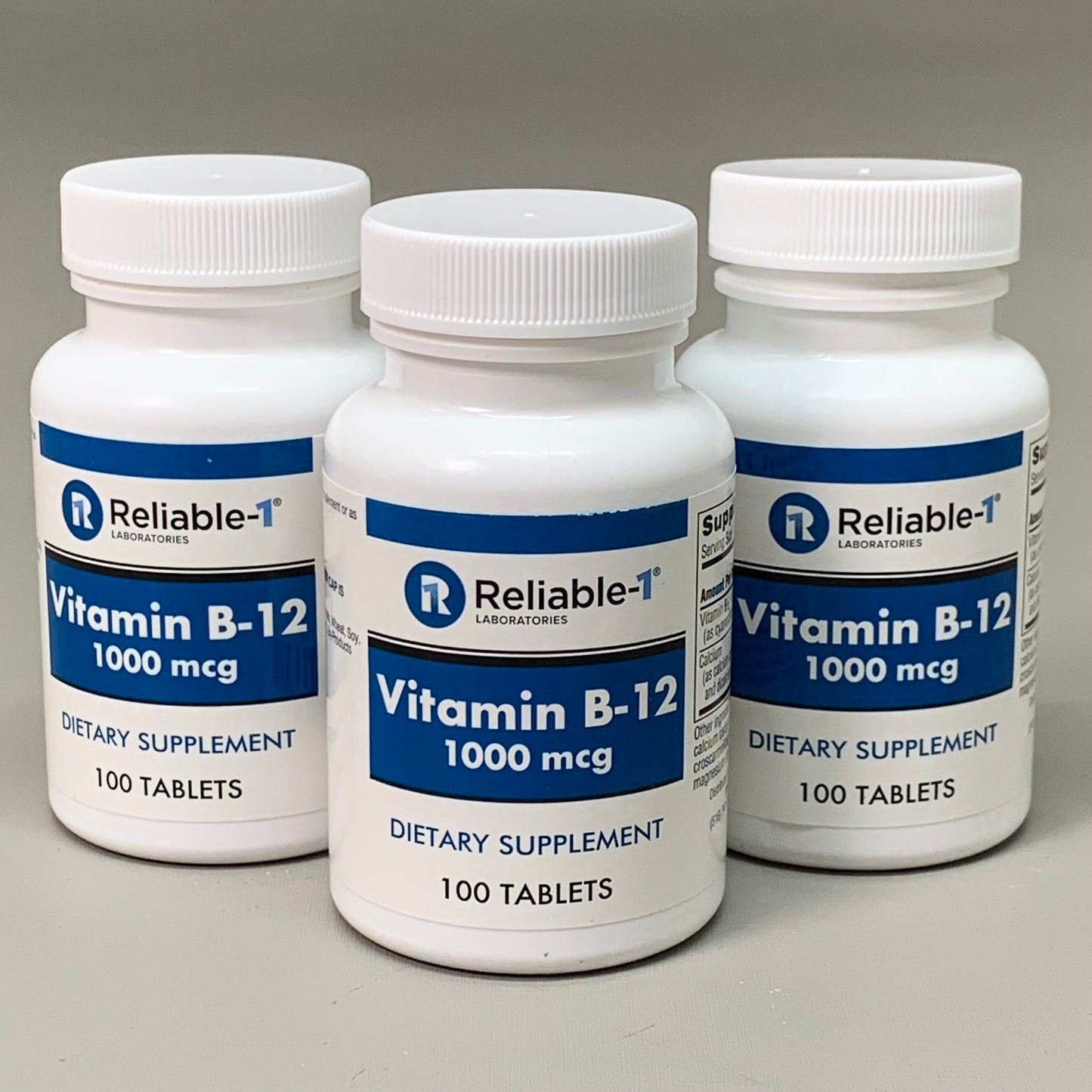 RELIABLE 1 (3 PACK!) Vitamin B-12 1000mcg Tablets 23G282 BB-07/2025