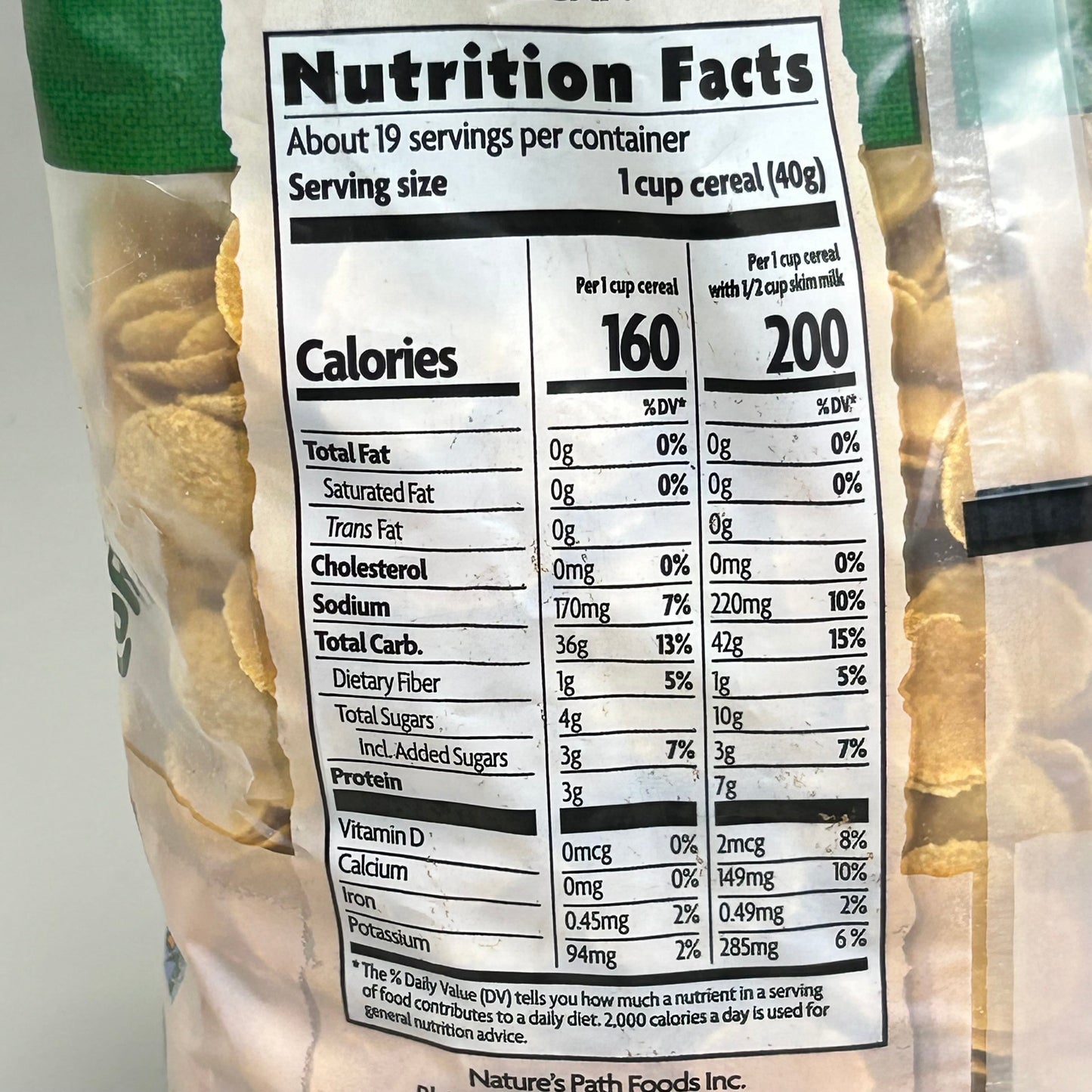 ZA@ NATURE'S PATH  (1 Box, 6 Bags Each) Organic Fruit Juice Sweetened Corn Flakes Cereal 26.4oz BB 08/26 D