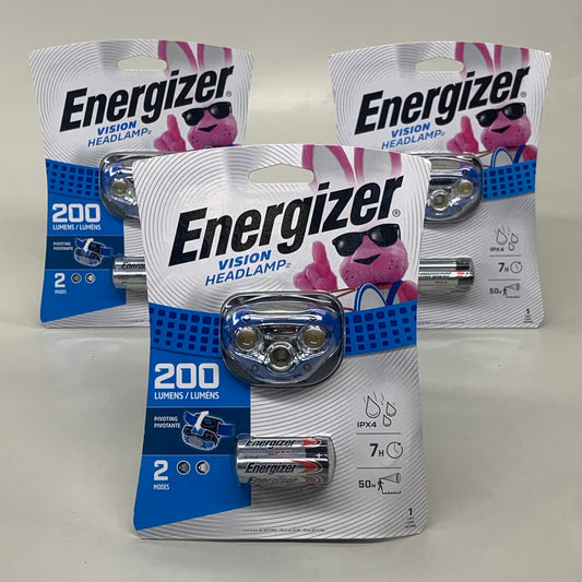 ENERGIZER (3 PACK) 1.5 LED Headlamp AAA Non-Rechargeable 200 Lumens HDA32E