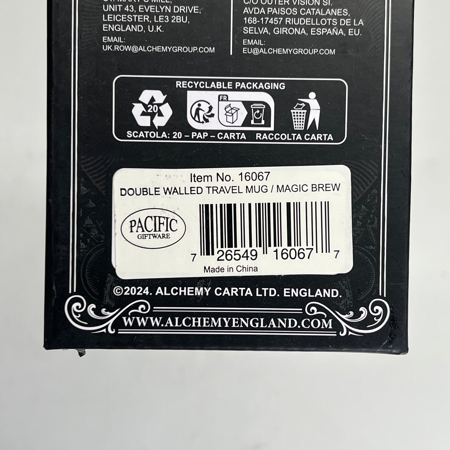 ALCHEMY Magic Brew Pagen Travel Mug Ceramic & Plastic 12oz Black MRDWM9