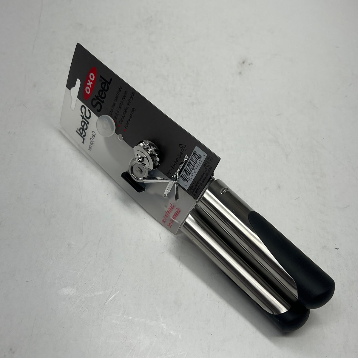 OXO Stainless Steel Can Opener W/ Oversized Knob Large Handles 8" Silver/Black