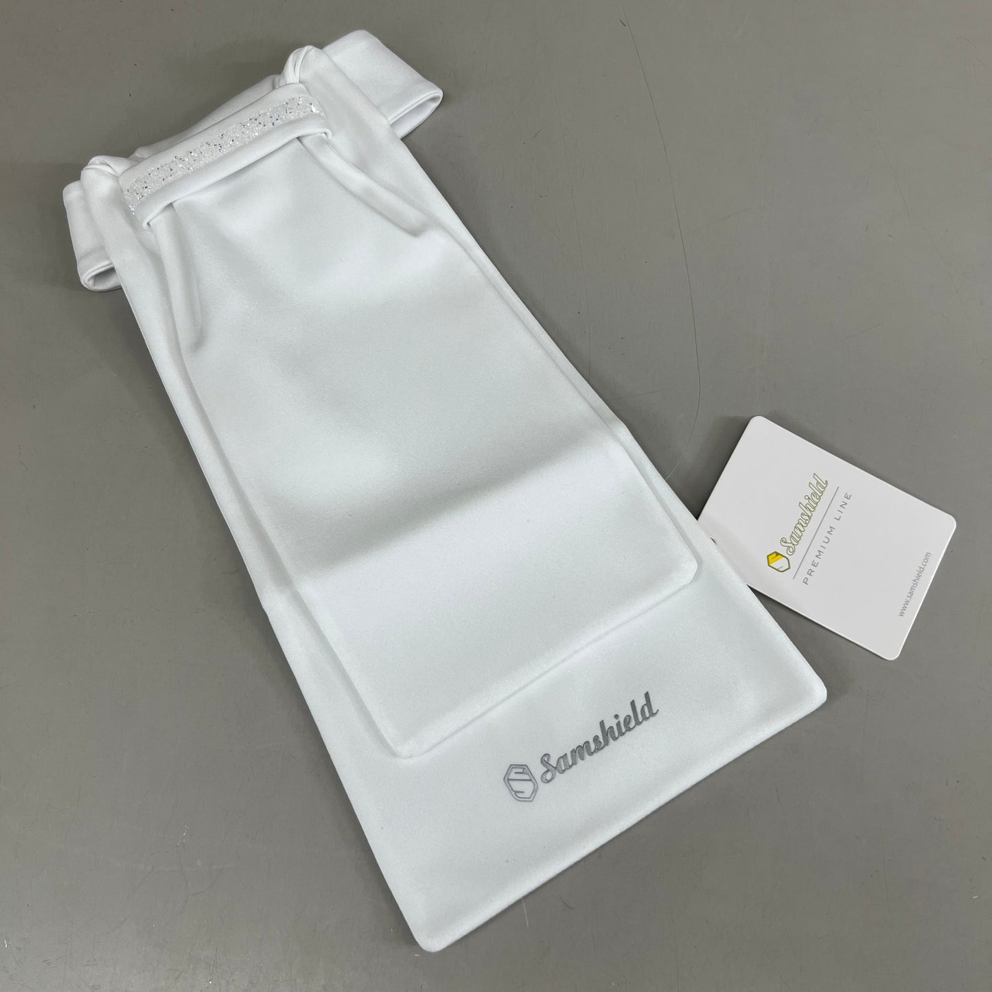 SAMSHIELD Plastron Premium Equestrian Riding Tie Women's Sz XS/S Holo White