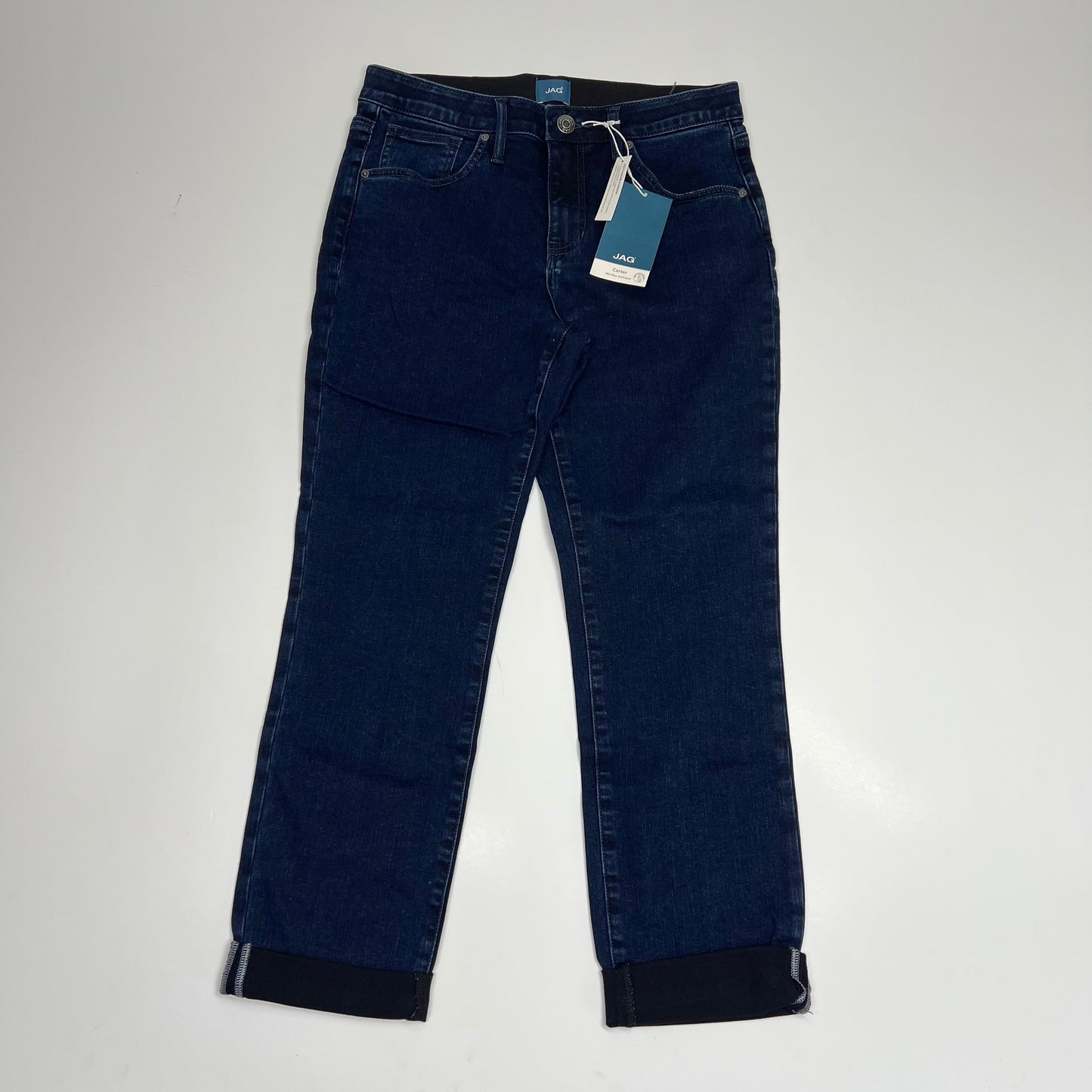 JAG Carter Girlfriend Jeans Elastic Waist Women's Sz 8/26 10" Mid-Rise Midnight