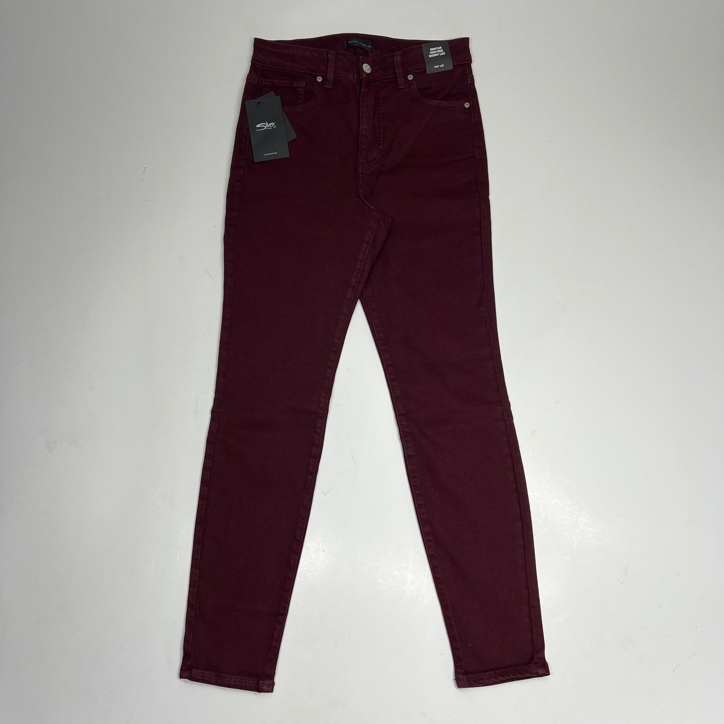 SILVER JEANS CO. Isbister High Rise Skinny Leg Jeans Women's Sz 27/29 Bordeaux