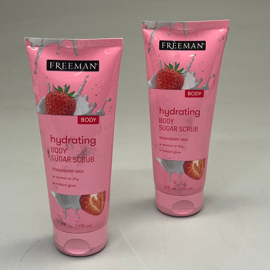 ZA@ FREEMAN (2 PACK) Hydrating Body Sugar Scrub Strawberry Milk Scent 6 fl oz AS-IS DIRTY