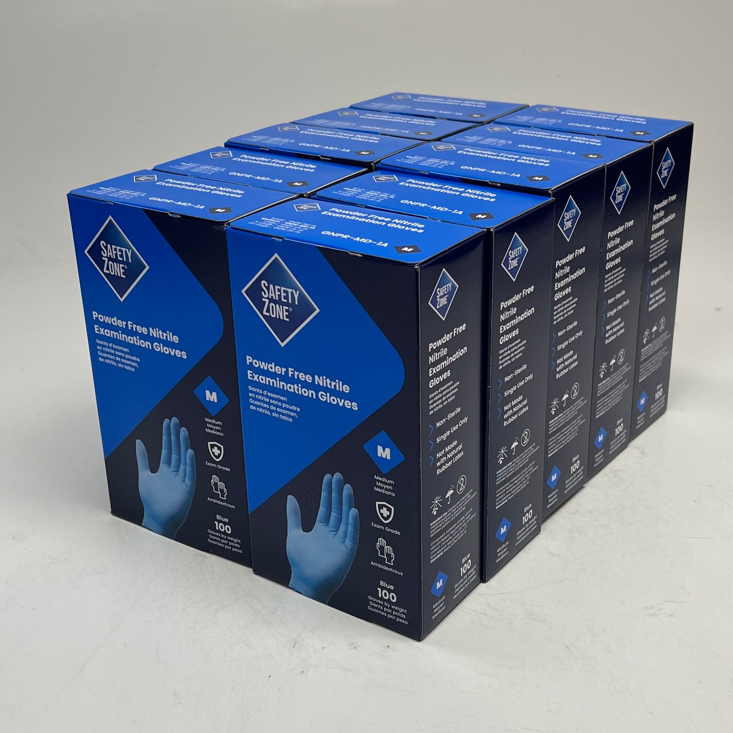 SAFTEY ZONE (1000 PACK) Nitrile Exam Gloves 3.5 Mil Unisex Sz M Blue GNPR-MD-|1A
