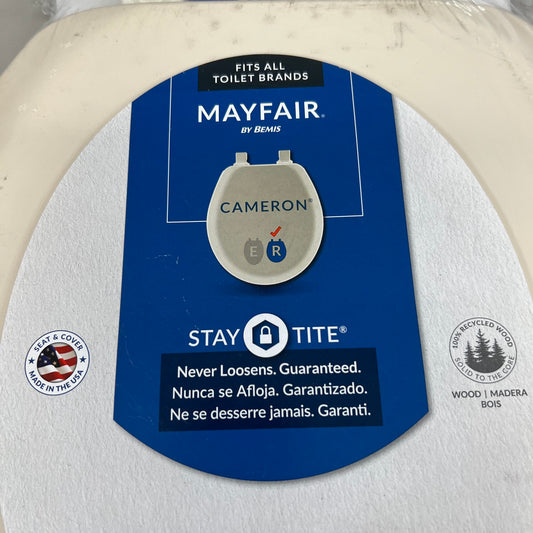 BEMIS Cameron Round Bone Enameled Wood Toilet Seat 17.5" x 14.5" Bone