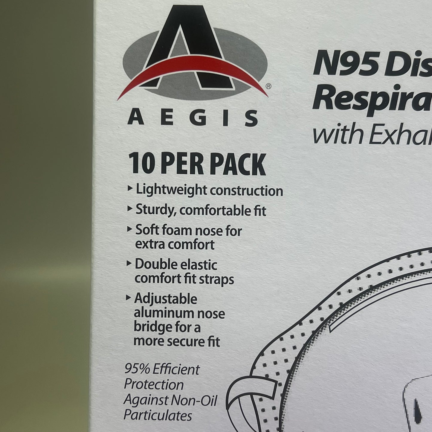 AEGIS (2 PACK, 10 per Box) N95 Disposable Respirator & Exhalation Valve 152625