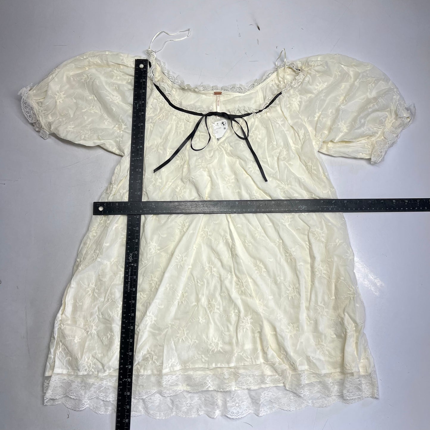 FREE PEOPLE Juno Embroidered Baby Doll Dress Women's Sz XS White/Black 11163933