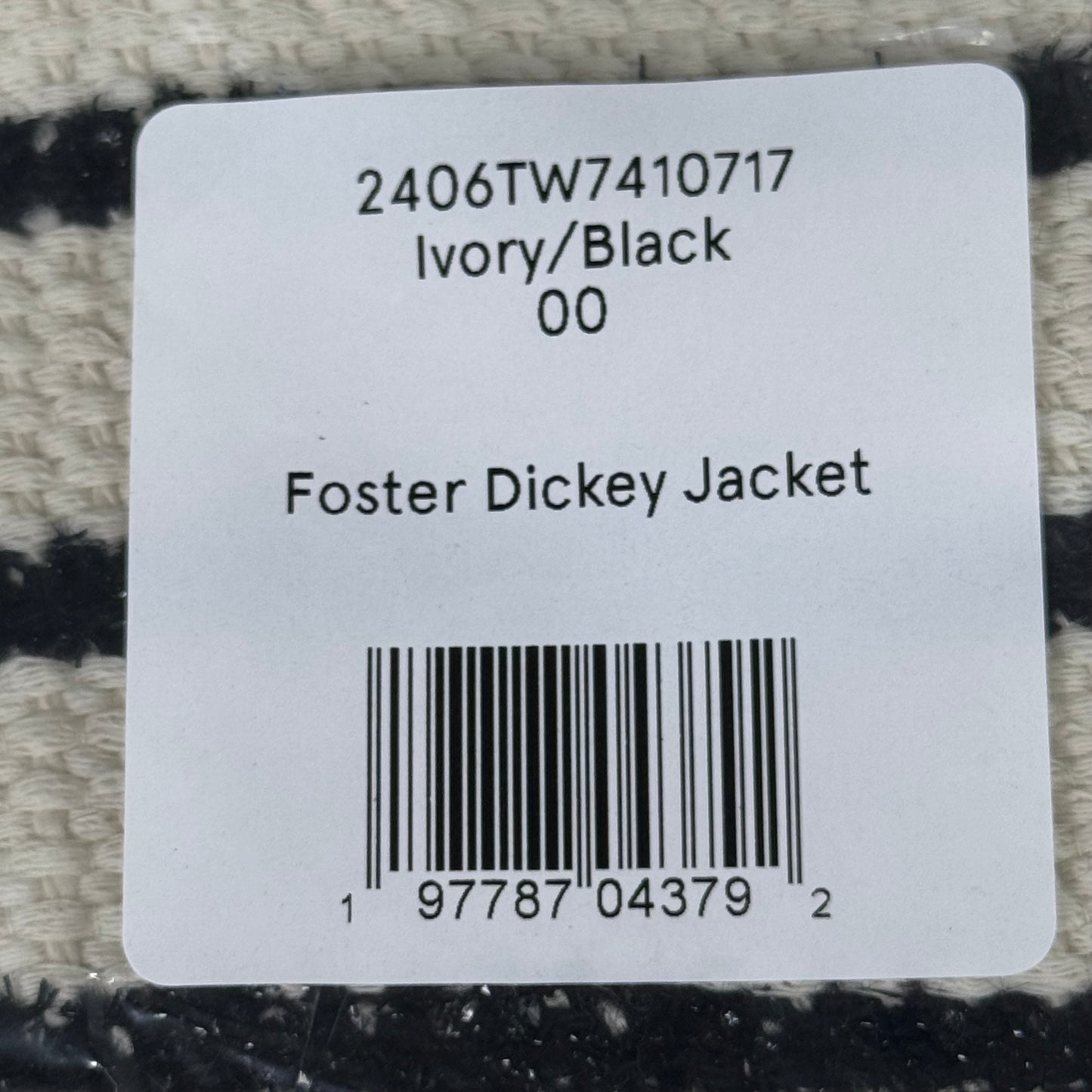 VERONICA BEARD Women's Foster Dickey Jacket Sz-00 Ivory/Black 2406TW7410717