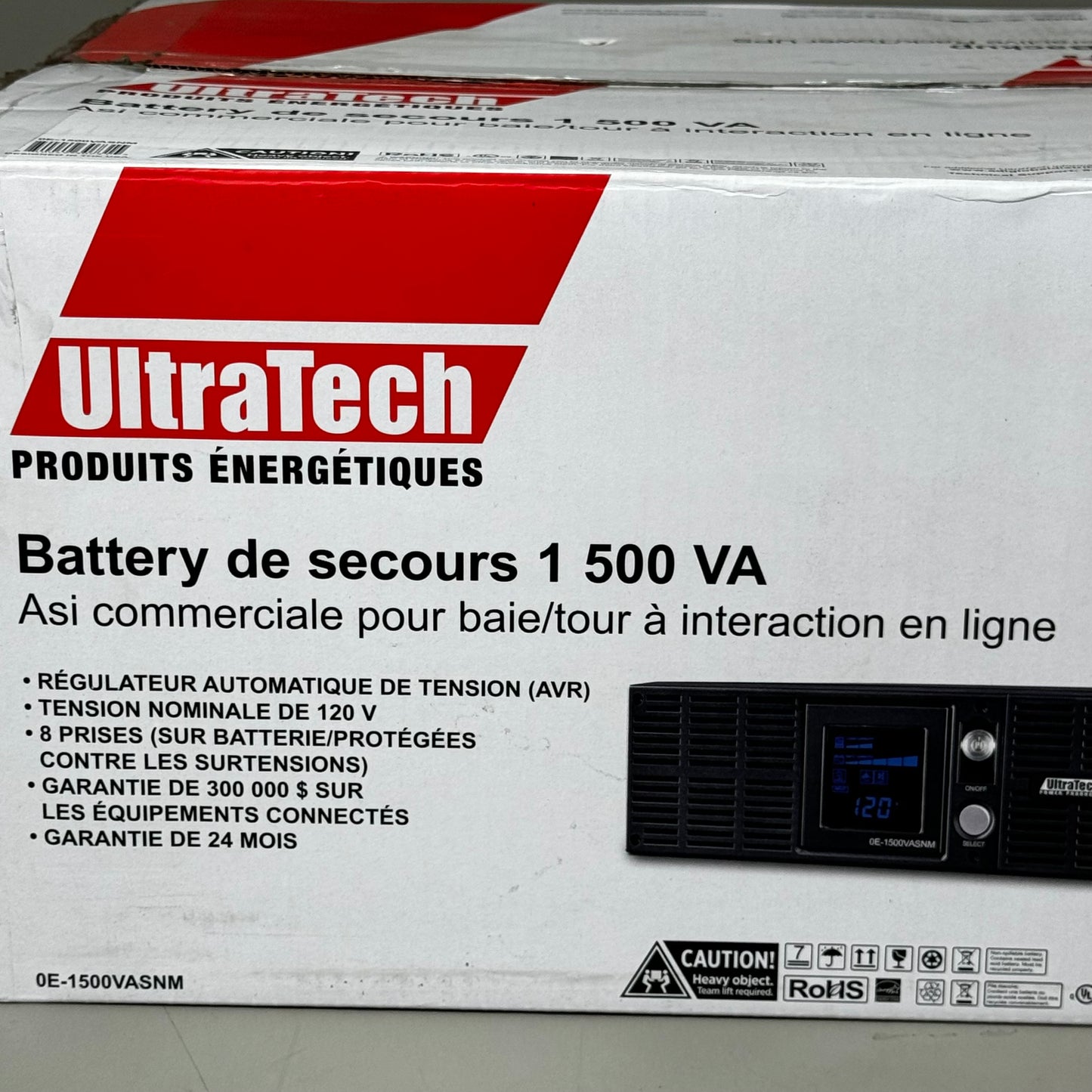 ULTRATECH 1500VA/900W Battery Backup Commercial Line-Interactive 0E-1500VASNM