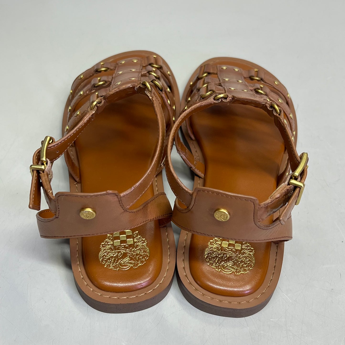 VINCE CAMUTO Leather Studded Gladiator Sandals Women's Sz 9.5M Caramelo VC-Claira