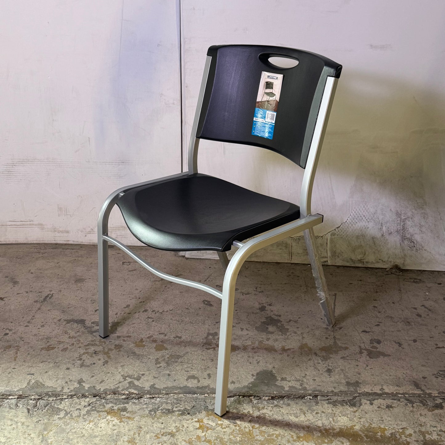 LIFETIME (2 PACK) Plastic Indoor/Outdoor Stacking Chair Sz 20"W x 17"L x 32"H, Black 721614