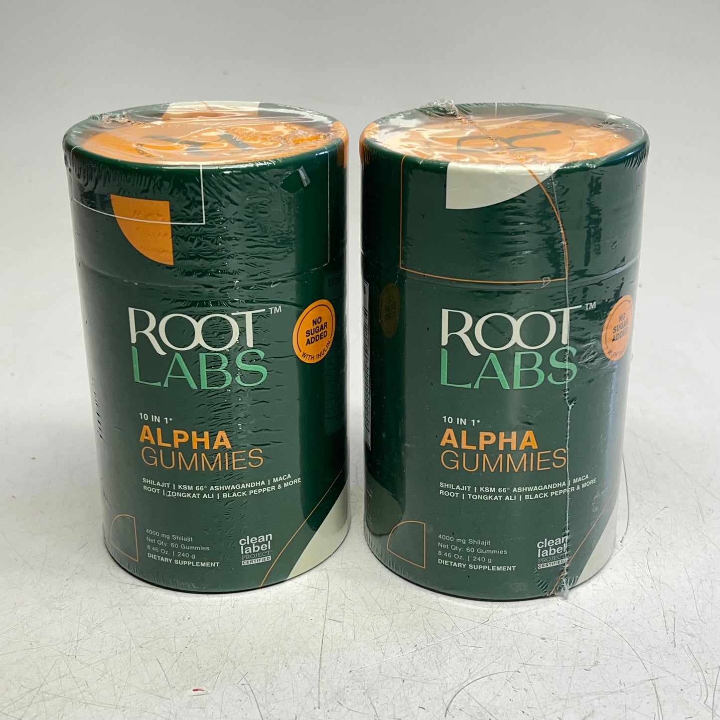 ROOT LABS (2 PACK, 60 EACH) 10 In 1 Alpha Gummy Vitamins 4000mg Shilajit BB 1/27