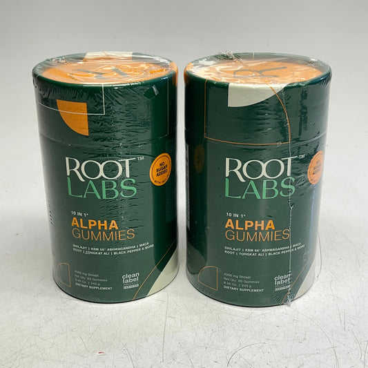 ROOT LABS (2 PACK, 60 EACH) 10 In 1 Alpha Gummy Vitamins 4000mg Shilajit BB 1/27