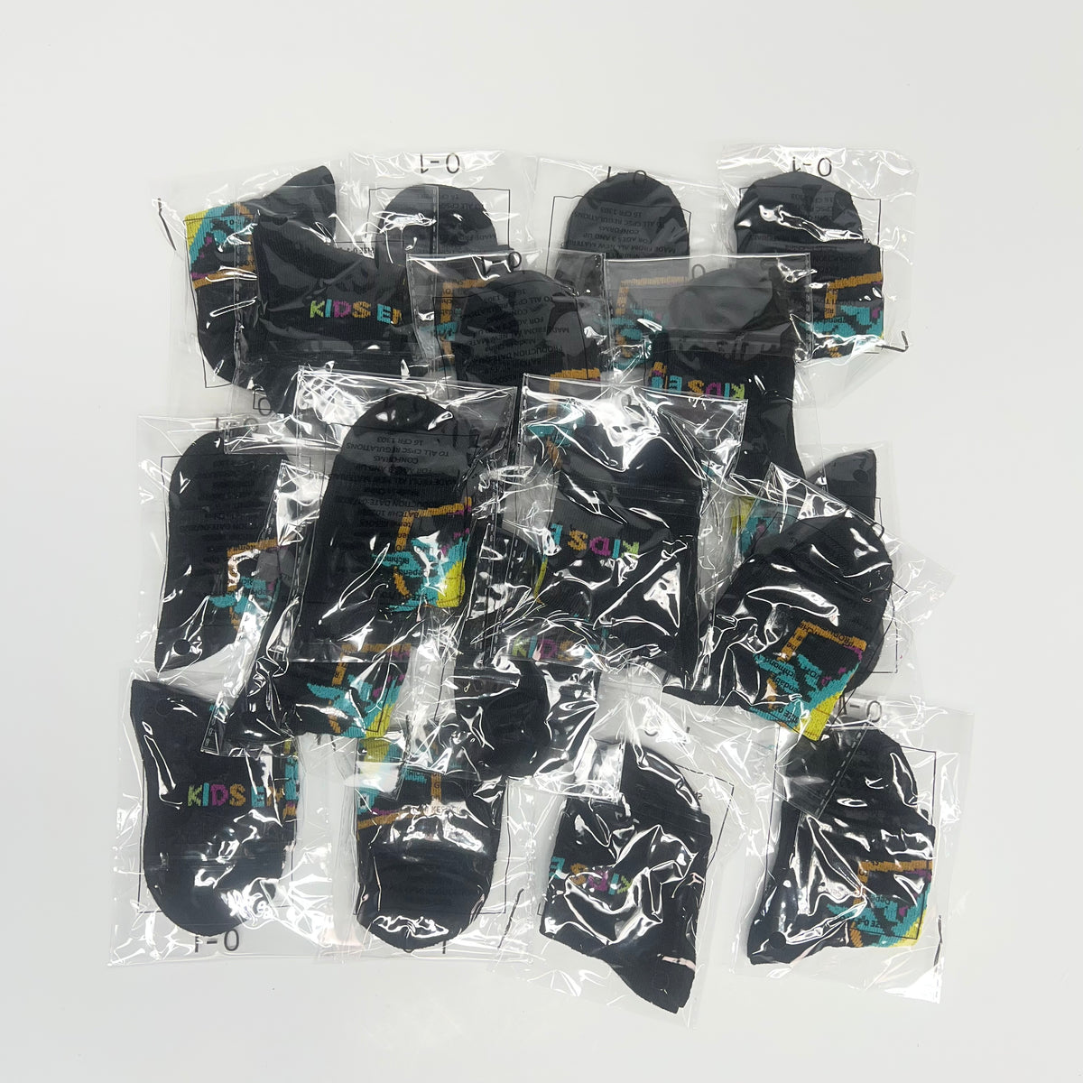 ZA@ KIDS EMPIRE (20 PACK) Over Ankle Socks Children's Sz Small Black/Rainbow