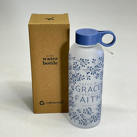 ZA@ CHRISTIAN ART GIFTS Saved by Grace Botanical Glass Water Bottle 19 fl oz  Clear/Lilac WBT245