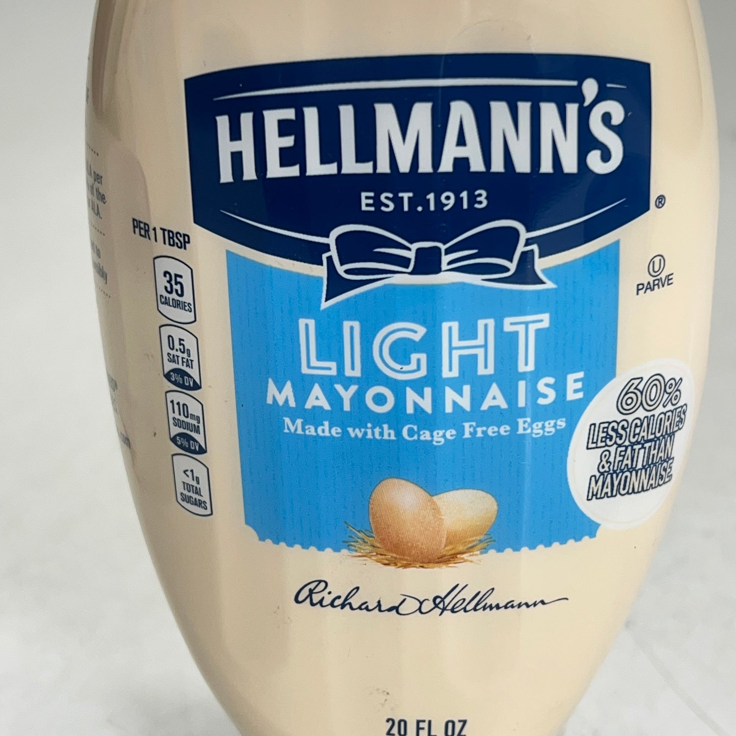 HELLMANN'S (6 PACK) Light Mayonnaise in Squeeze Bottle 20 fl oz White BB 11/26
