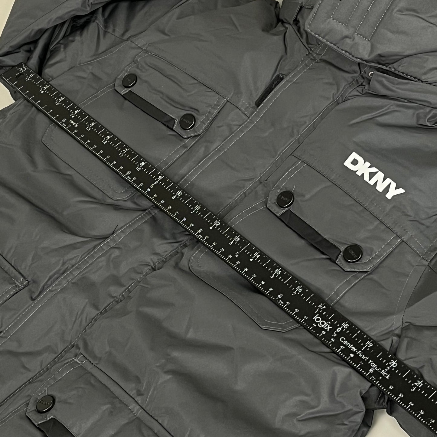 DKNY Boys' Winter Jacket Insulated Quilted Puffer Parka 14/16 Charcoal