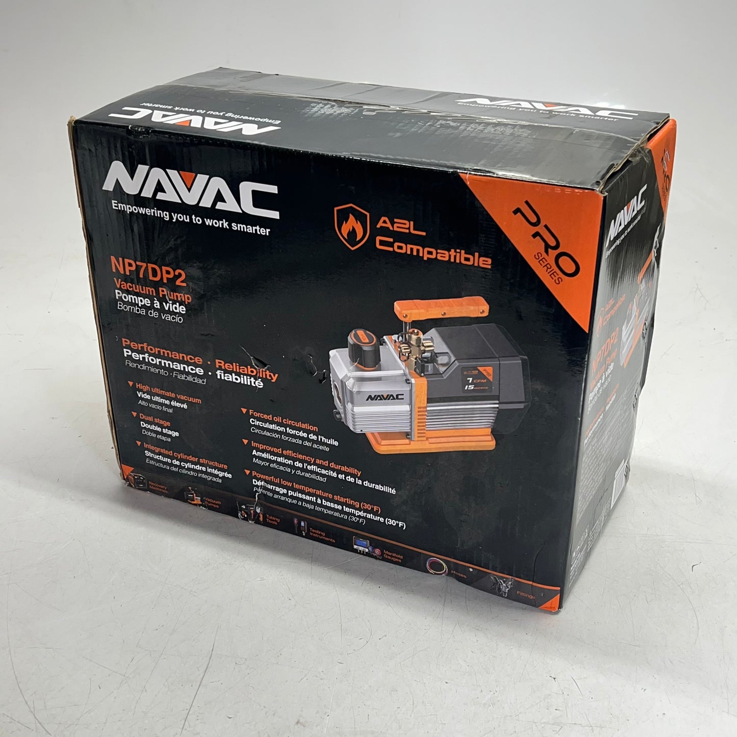 NAVAC Dual Stage Vacuum Pump A2l/r32 Compatible 7 CFM Orange/Silver NP7DP2