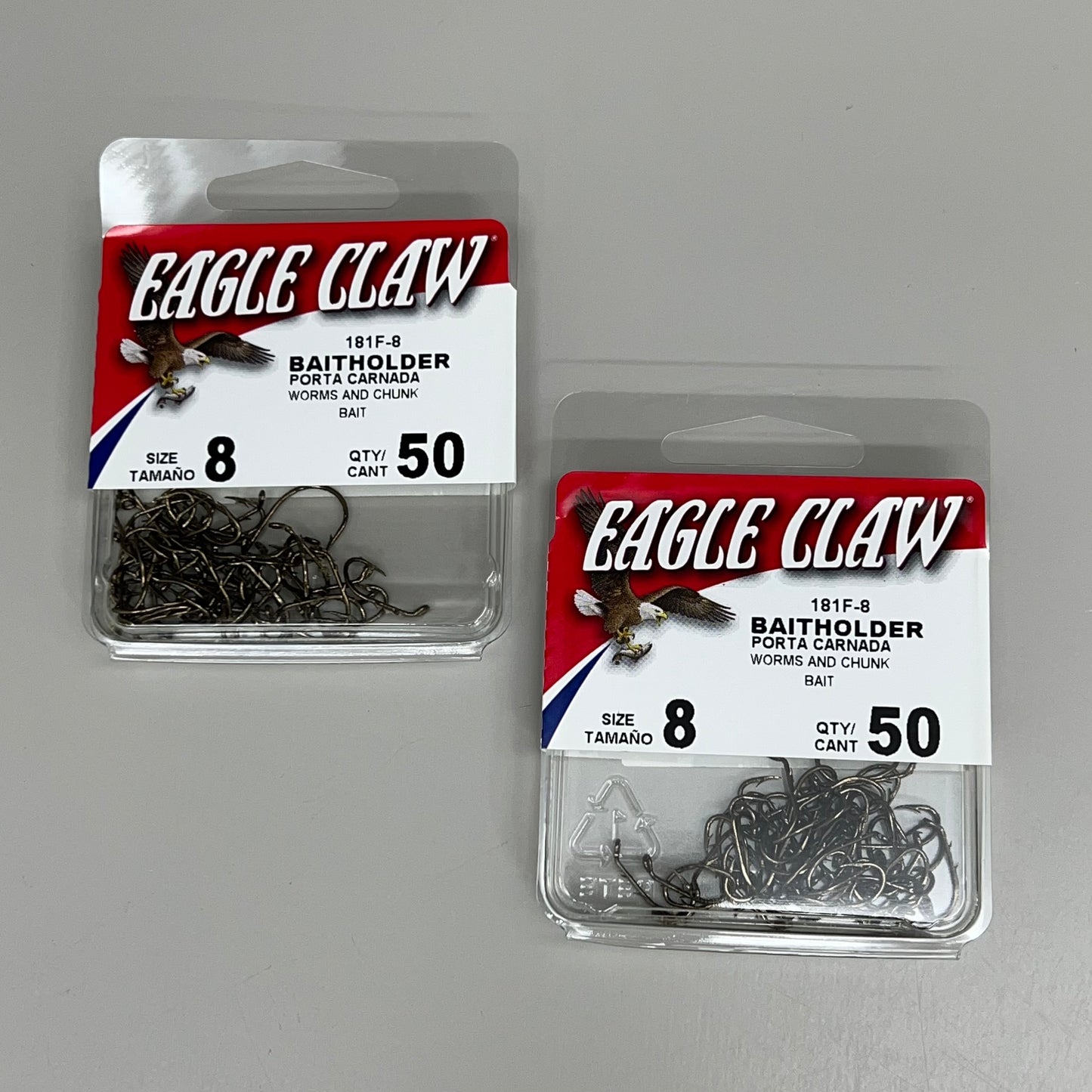 EAGLE CLAW (2 PACK) Down eye 2-Slice Offset Hooks Bronze #8 50pc 181F-8