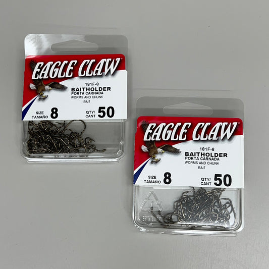 EAGLE CLAW (2 PACK) Down eye 2-Slice Offset Hooks Bronze #8 50pc 181F-8